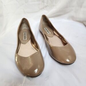 Steve Madden P Heaven Ballet Flat Nude Patent Leather Round Toe Slip On Shoes 8M